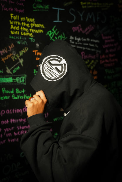 Black CI Patched Crop Hoodie