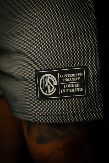 White Striped Mesh Shorts