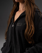 Signature Waffleknit Zip-Up - Black