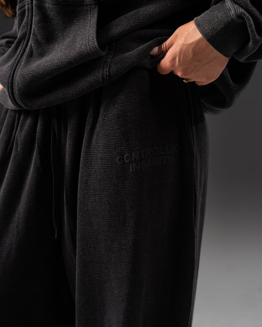 Signature Waffleknit Sweatpants - Black