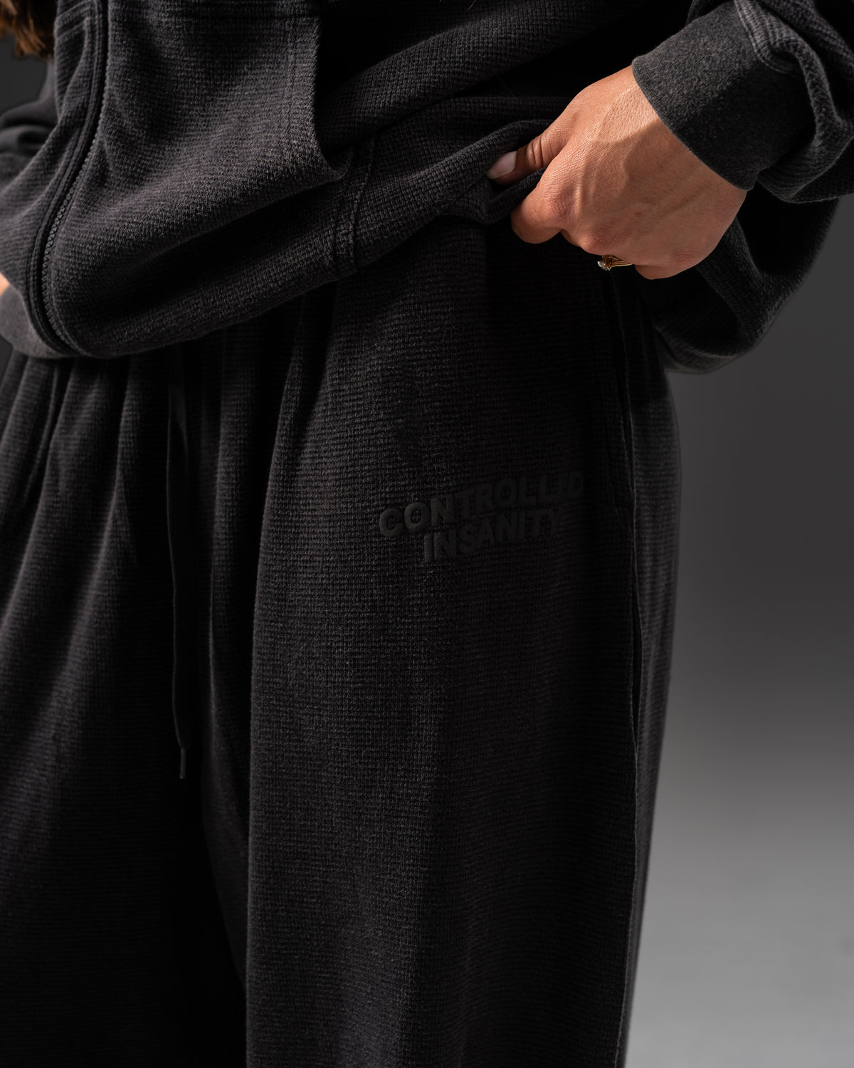 Signature Waffleknit Sweatpants - Black