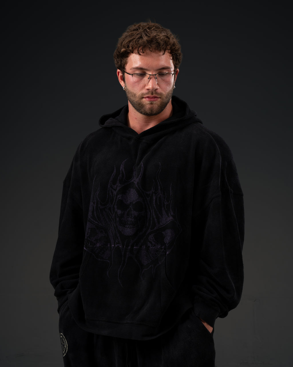 Reaper Waffleknit Pullover - Black W/ Purple
