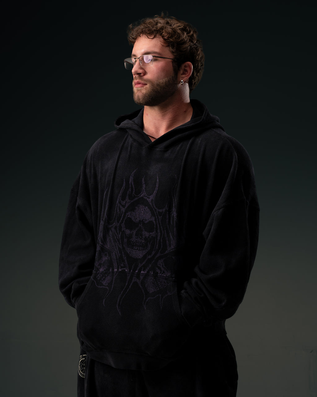 Reaper Waffleknit Pullover - Black W/ Purple