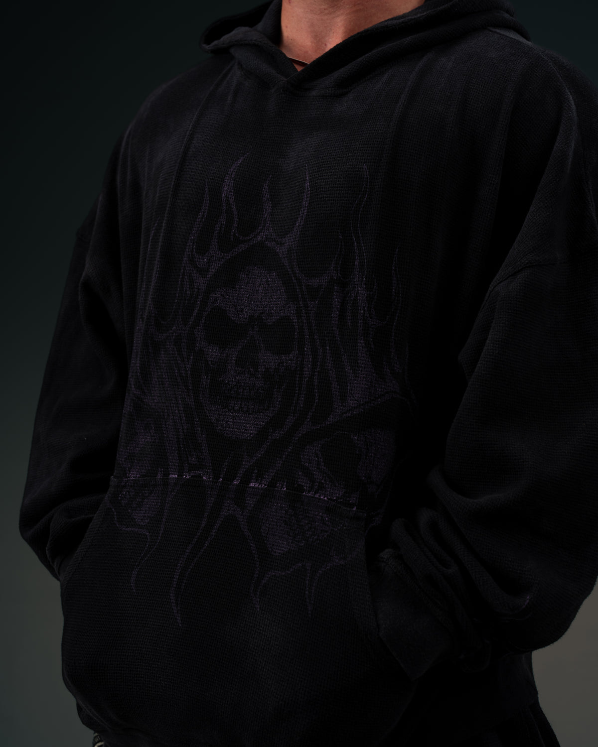 Reaper Waffleknit Pullover - Black W/ Purple