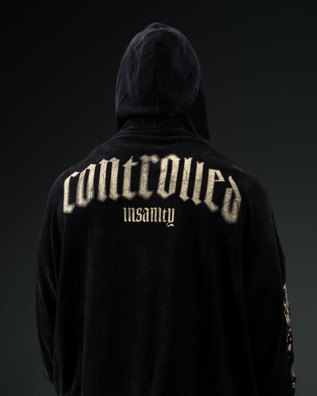 Outlaw Waffleknit Zip Up - Black W/ Beige