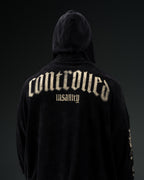 Outlaw Waffleknit Zip Up - Black W/ Beige