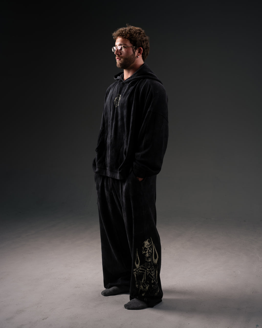 Reaper Waffleknit Sweatpants - Black W/ Beige