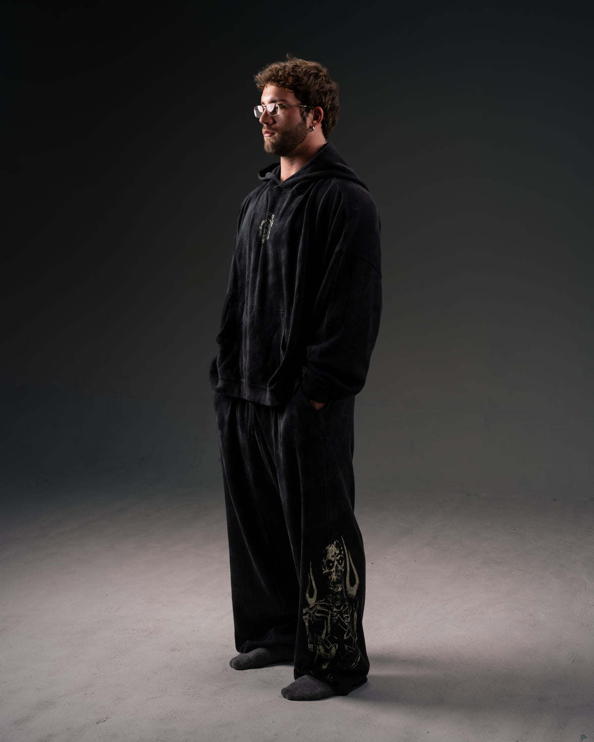 Reaper Waffleknit Sweatpants - Black W/ Beige