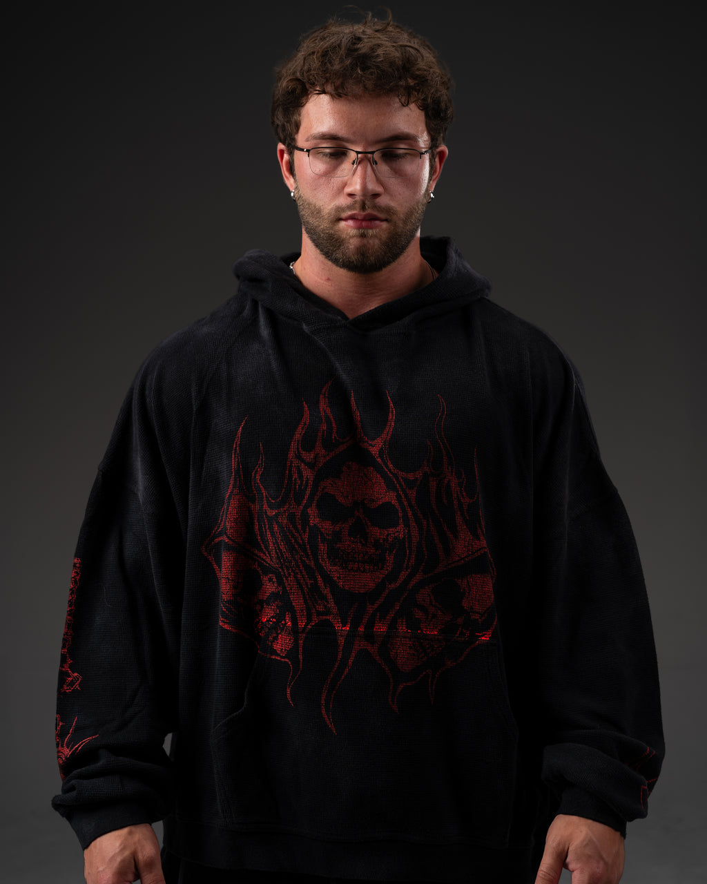 Reaper Waffleknit Pullover - Black W/ Red