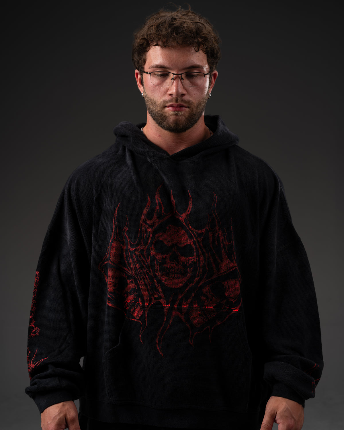 Reaper Waffleknit Pullover - Black W/ Red
