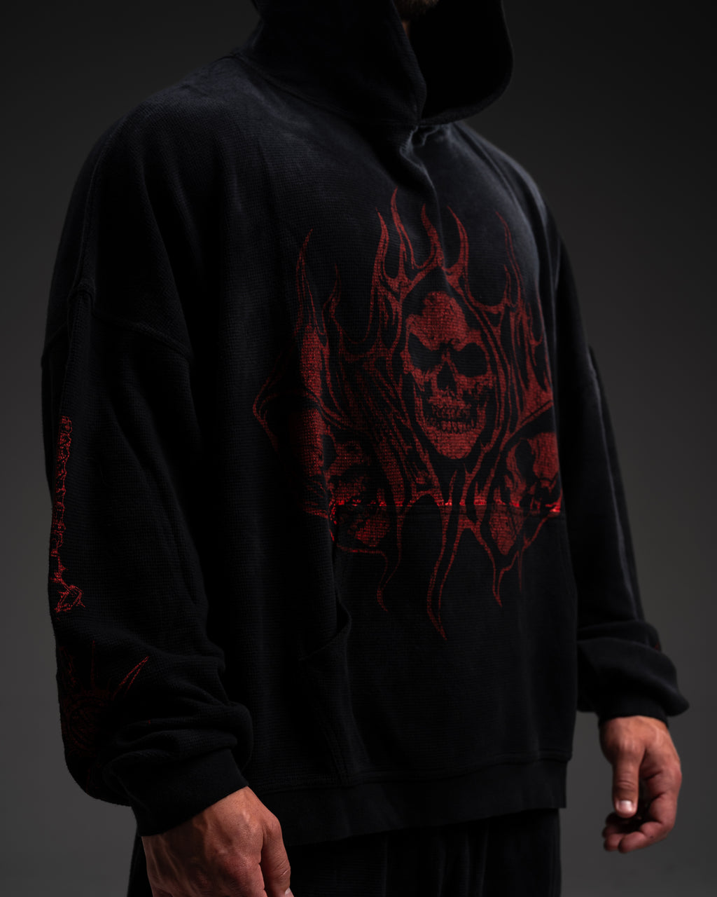 Reaper Waffleknit Pullover - Black W/ Red