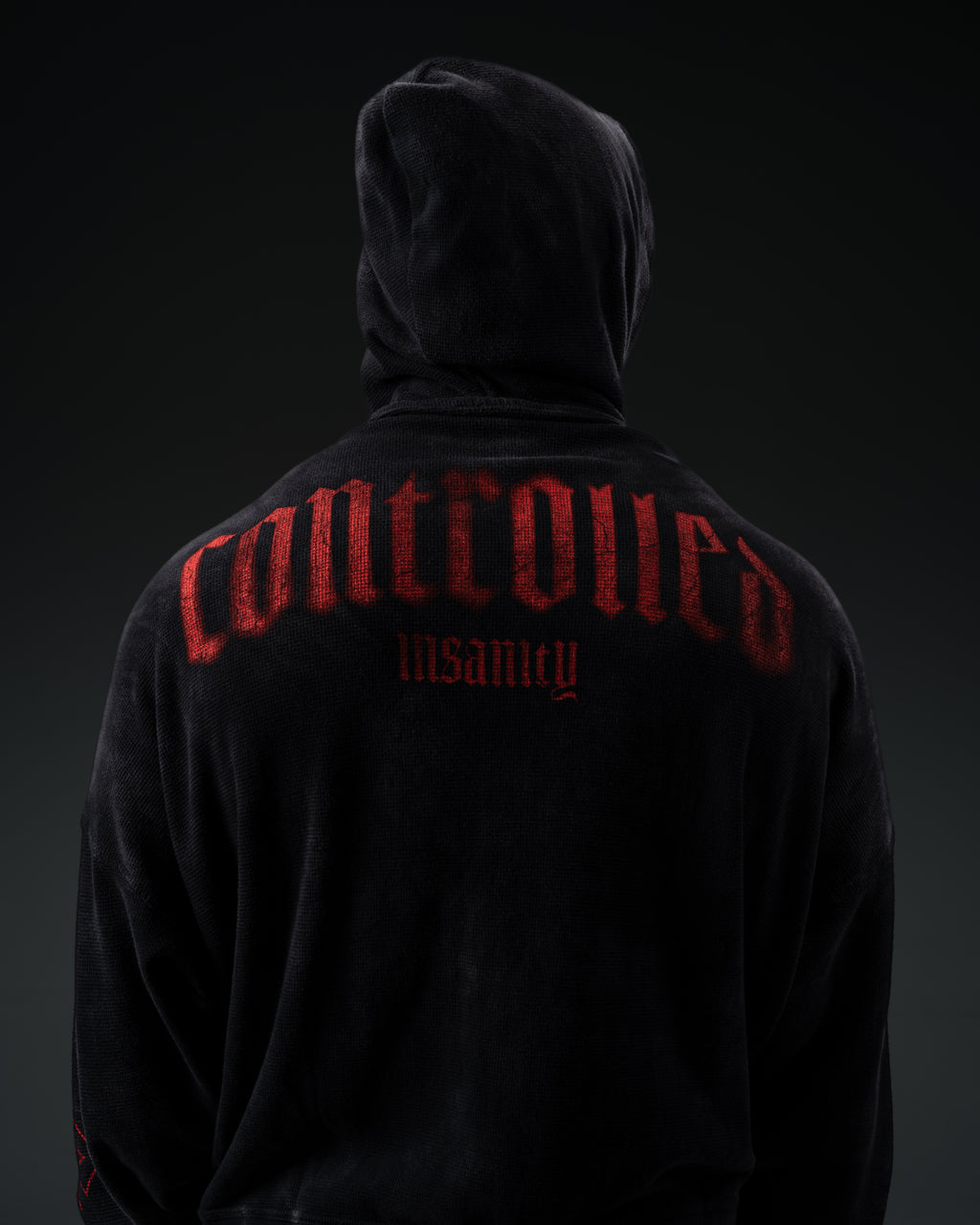 Outlaw Waffleknit Zip Up - Black W/ Red