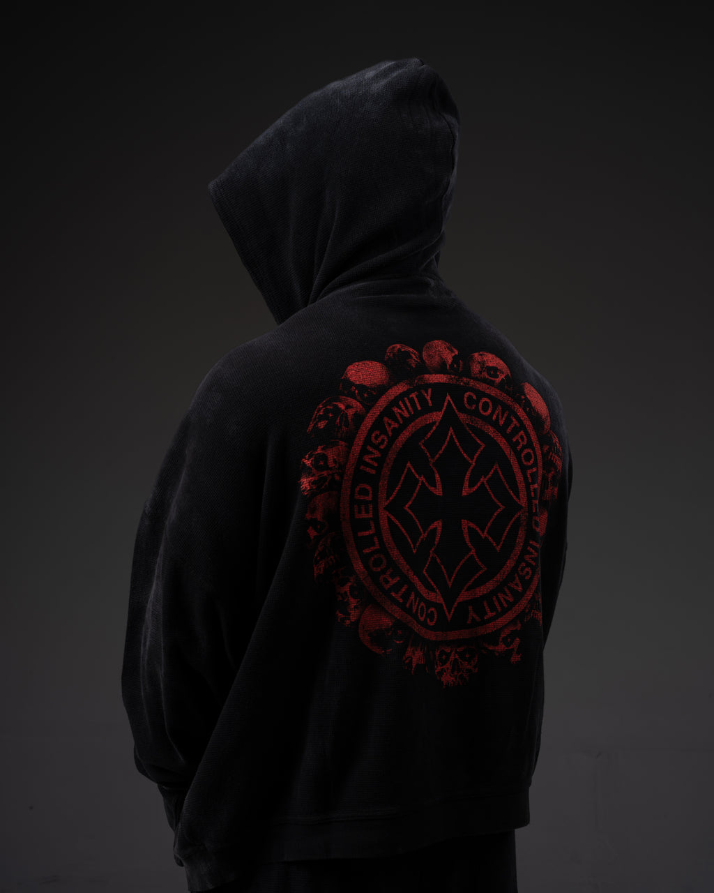 Tombstone Waffleknit Pullover - Black W/ Red