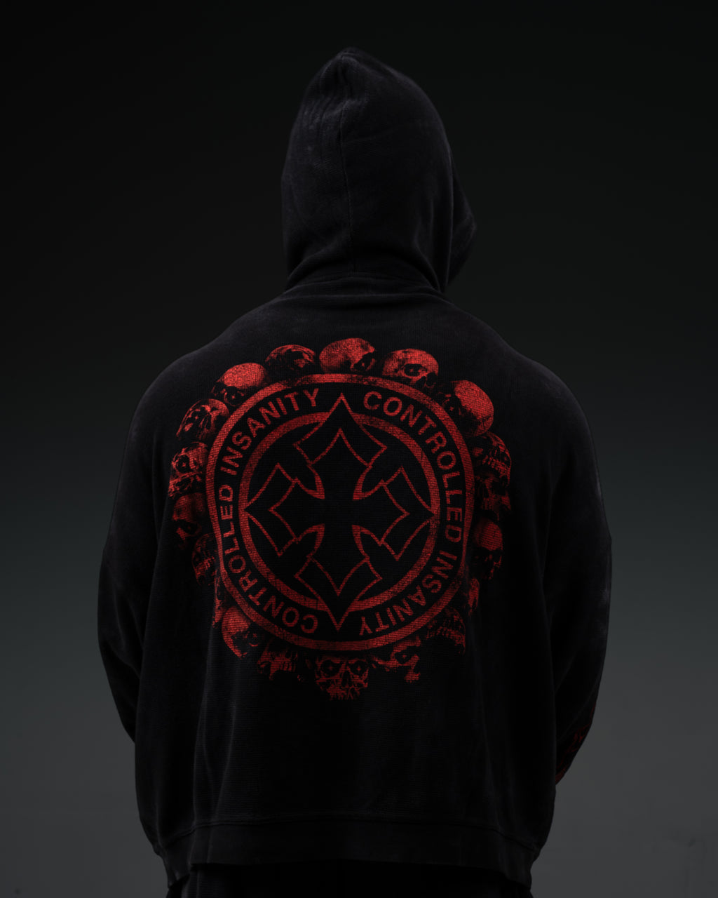 Tombstone Waffleknit Pullover - Black W/ Red