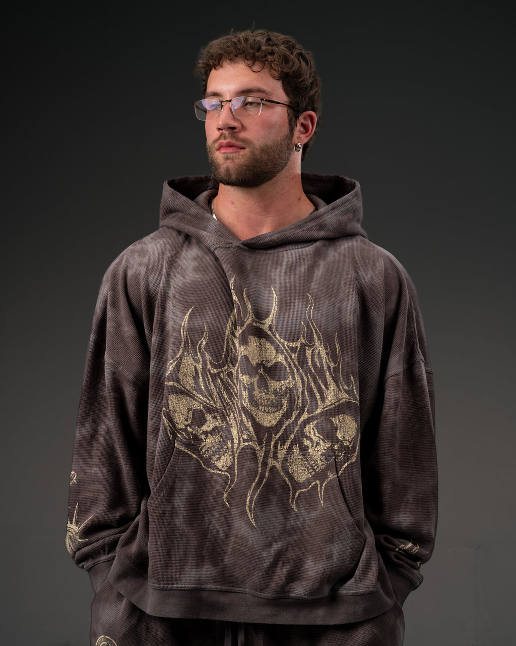 Reaper Waffleknit Pullover - Grey W/ Beige