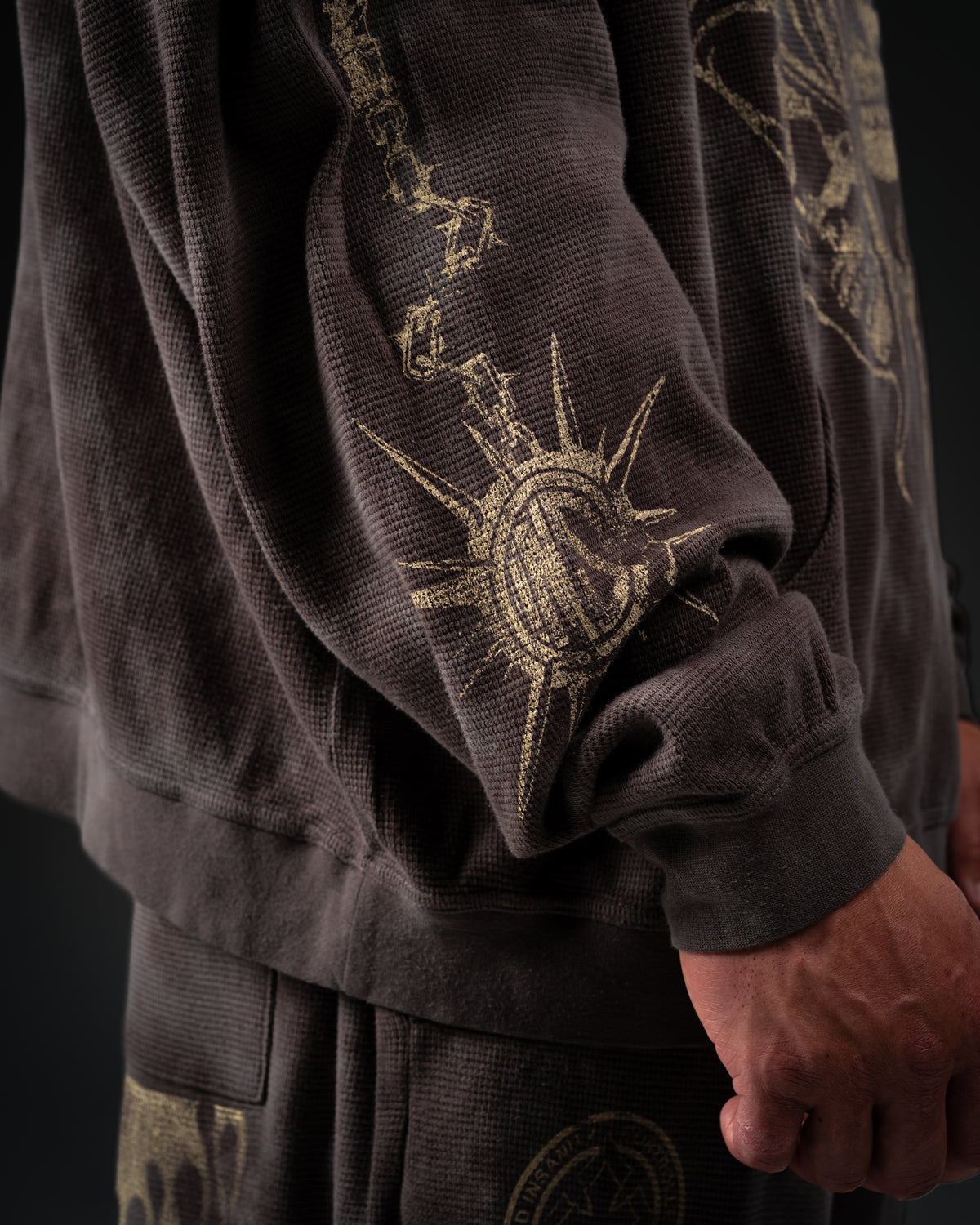 Reaper Waffleknit Pullover - Grey W/ Beige