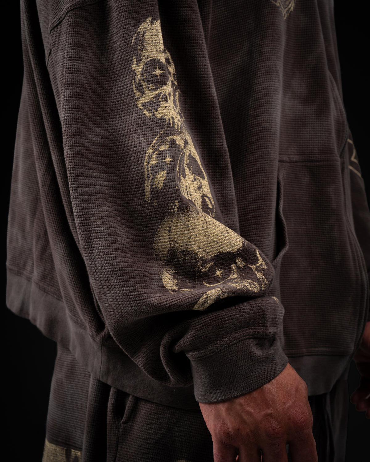 Outlaw Waffleknit Zip Up - Grey W/ Beige