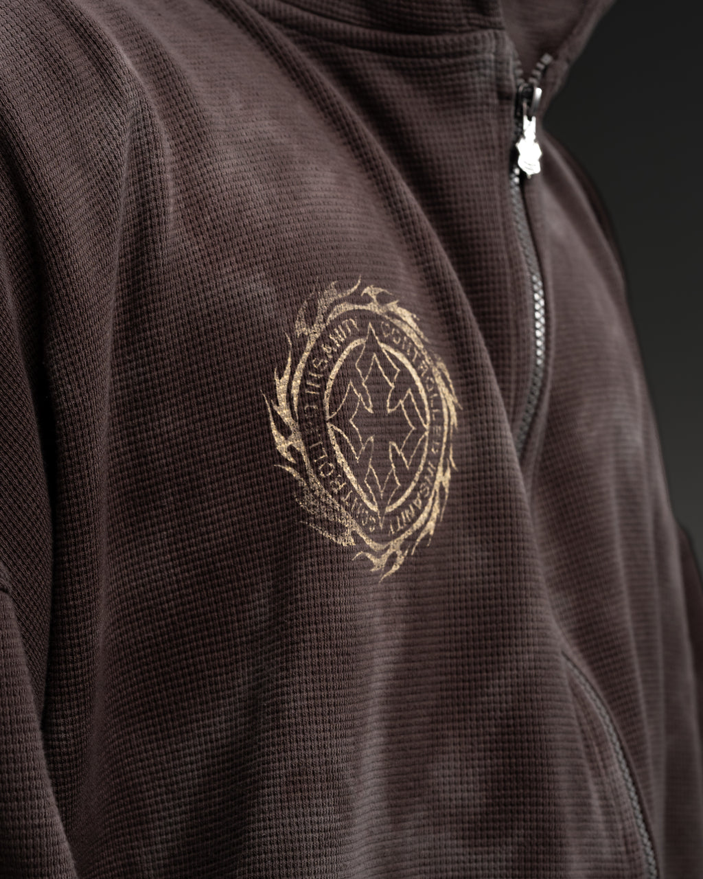 Outlaw Waffleknit Zip Up - Grey W/ Beige