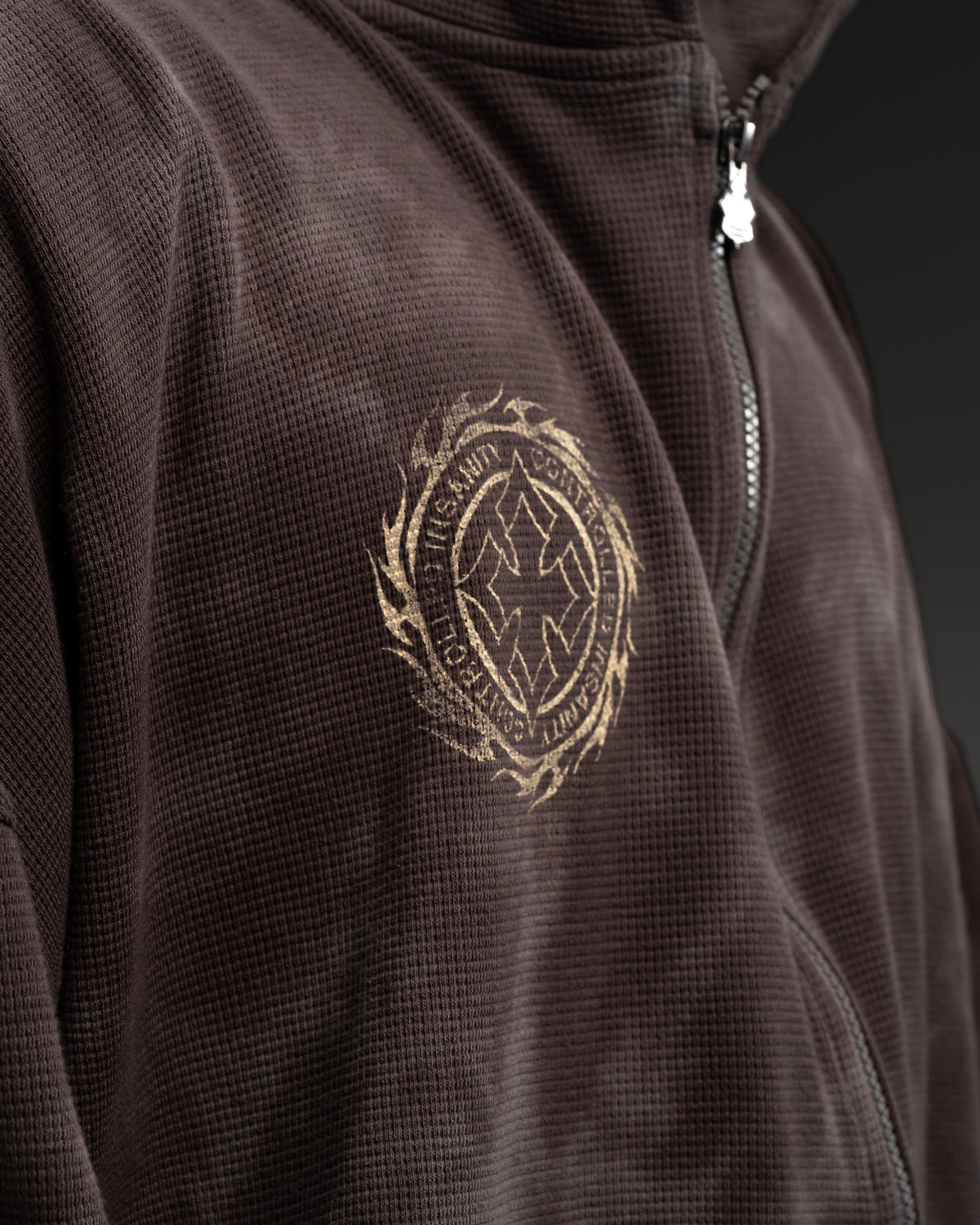 Outlaw Waffleknit Zip Up - Grey W/ Beige