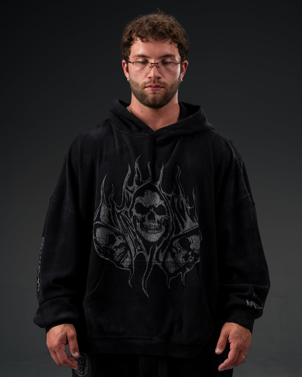 Reaper Waffleknit Pullover - Black W/ Grey