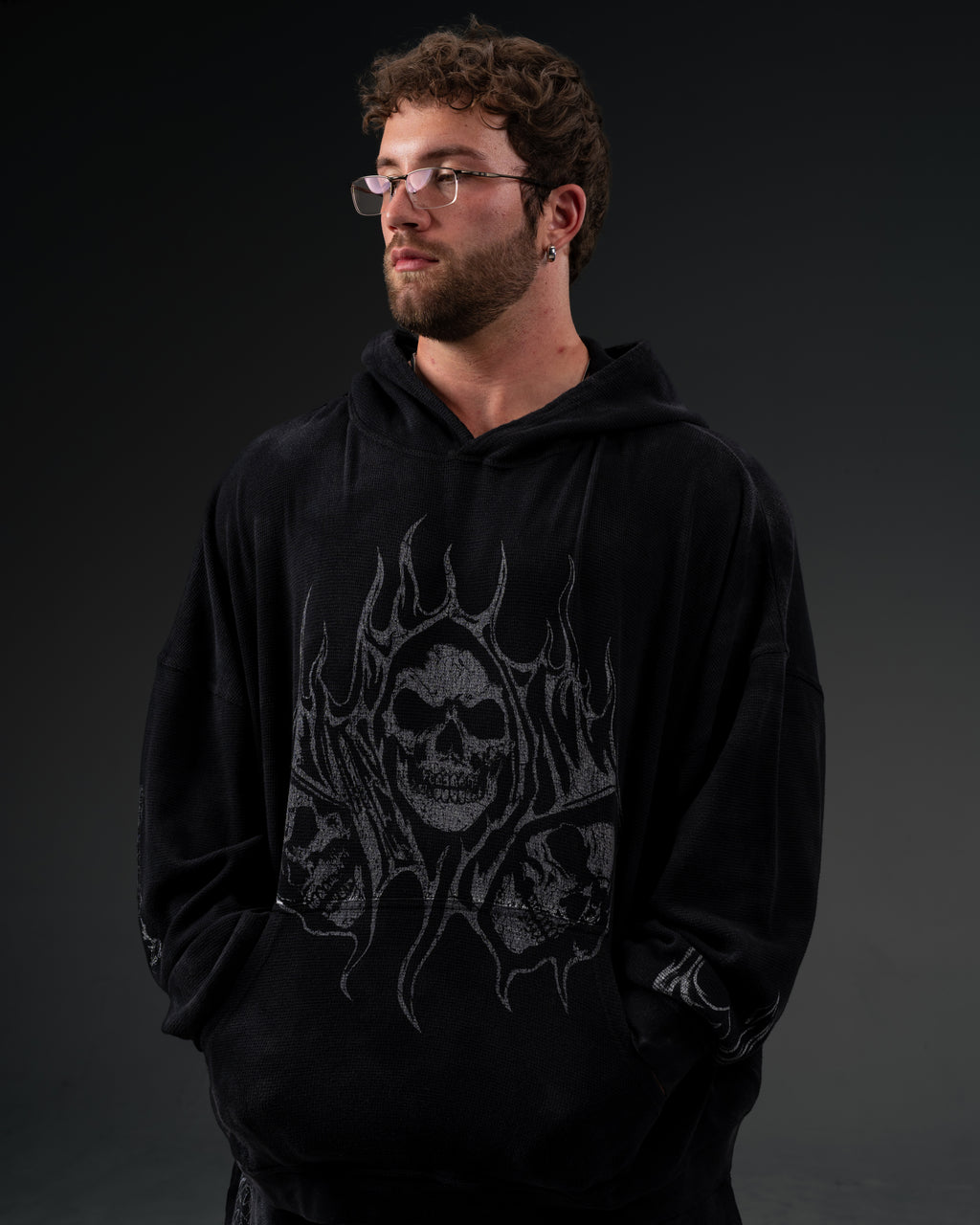 Reaper Waffleknit Pullover - Black W/ Grey