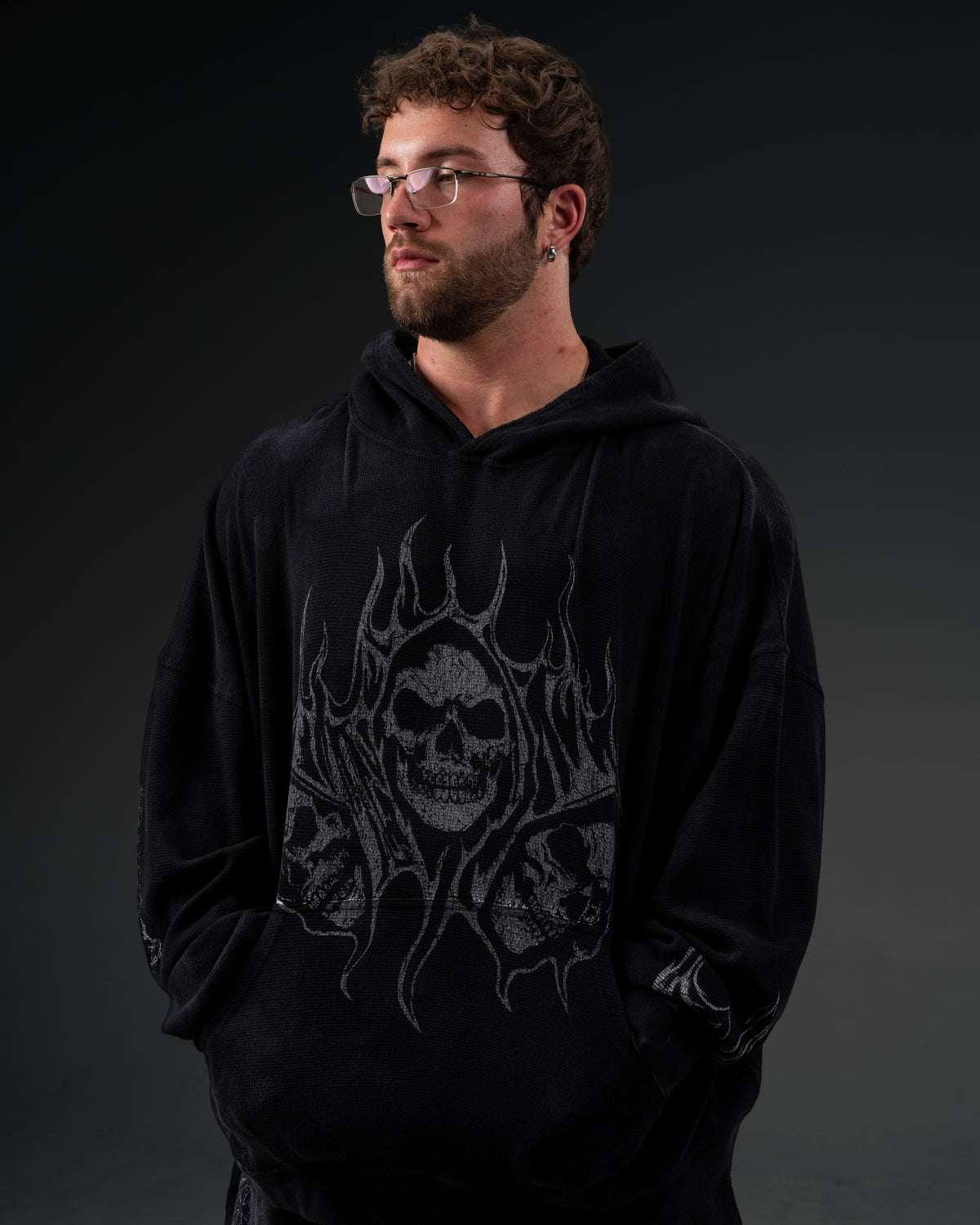 Reaper Waffleknit Pullover - Black W/ Grey