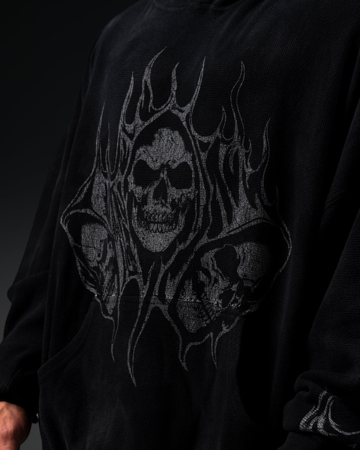 Reaper Waffleknit Pullover - Black W/ Grey
