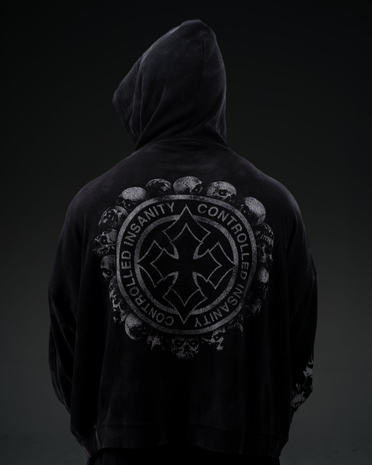 Tombstone Waffleknit Pullover - Black W/ Grey