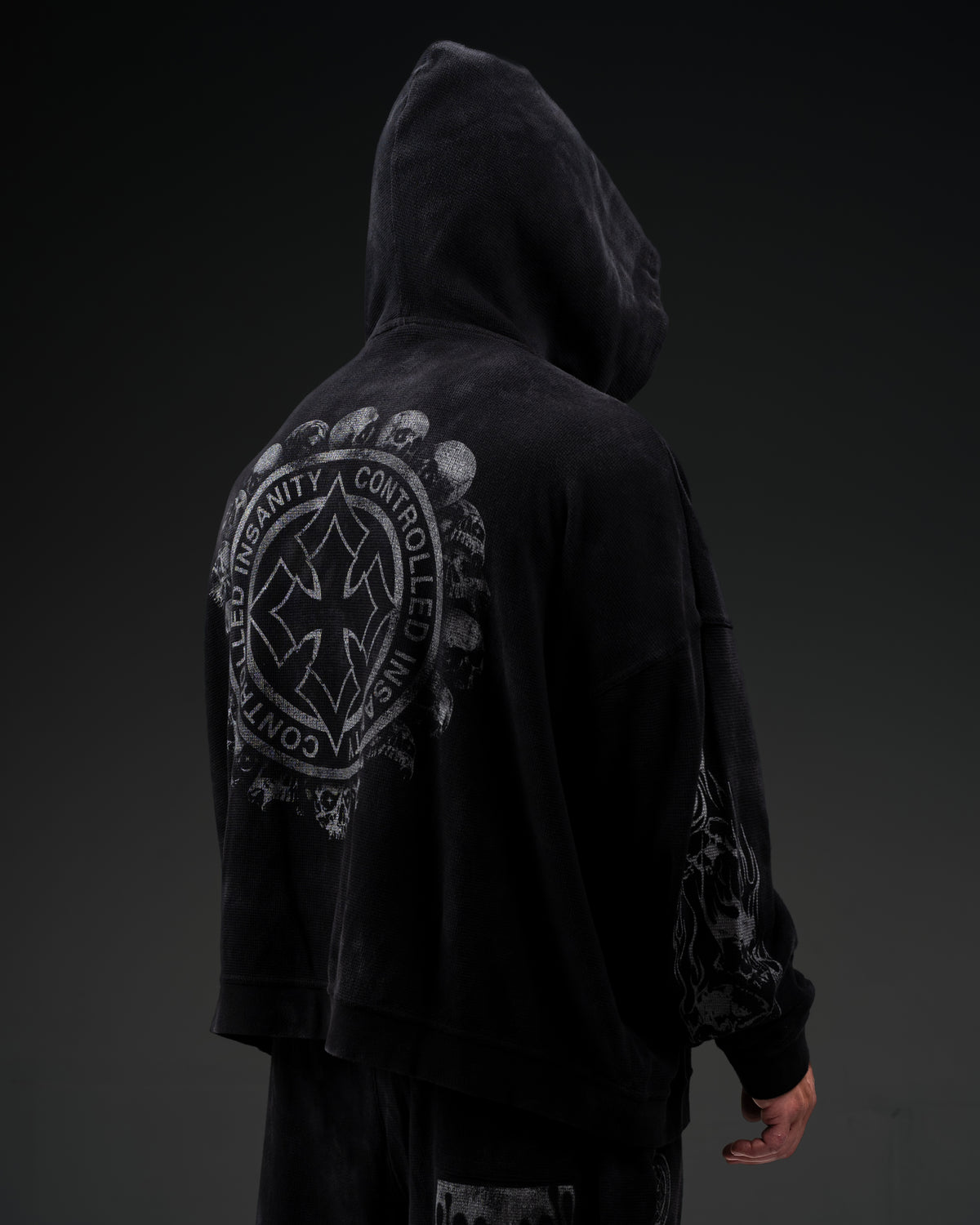 Tombstone Waffleknit Pullover - Black W/ Grey