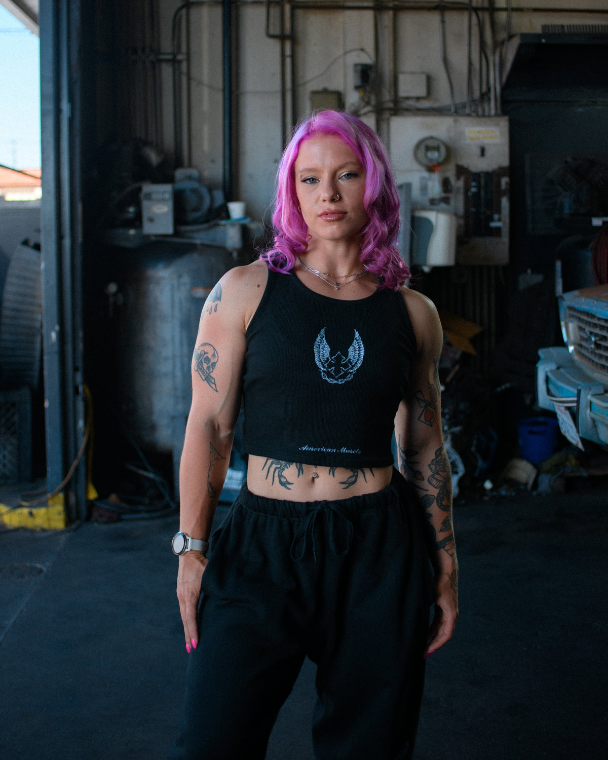 Chained Baby Tee - Midnight