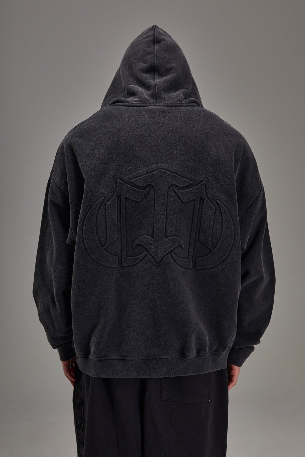 Embossed Black Heavyweight Zip-up