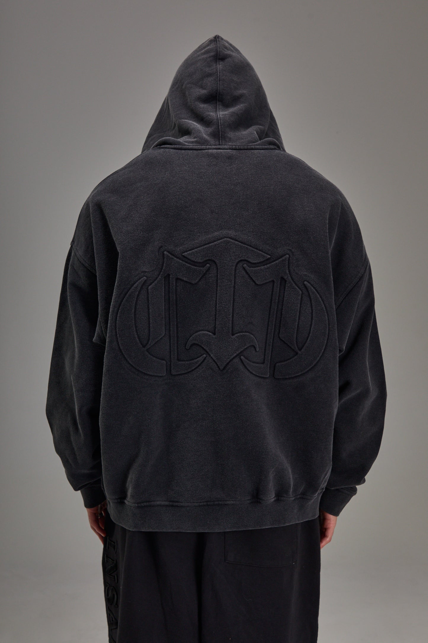 Embossed Black Heavyweight Zip-up