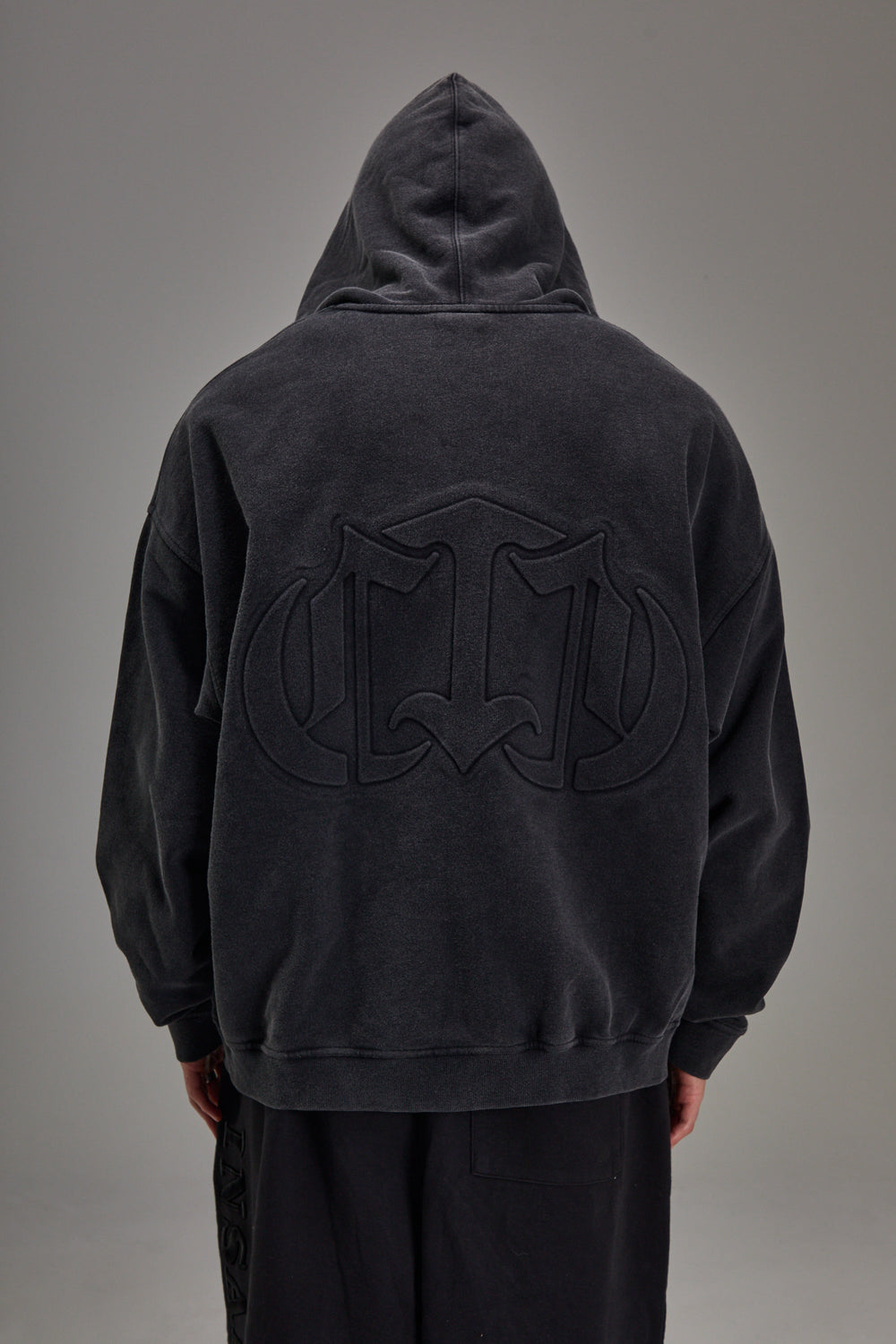 Embossed Heavyweight Zip-up - Black