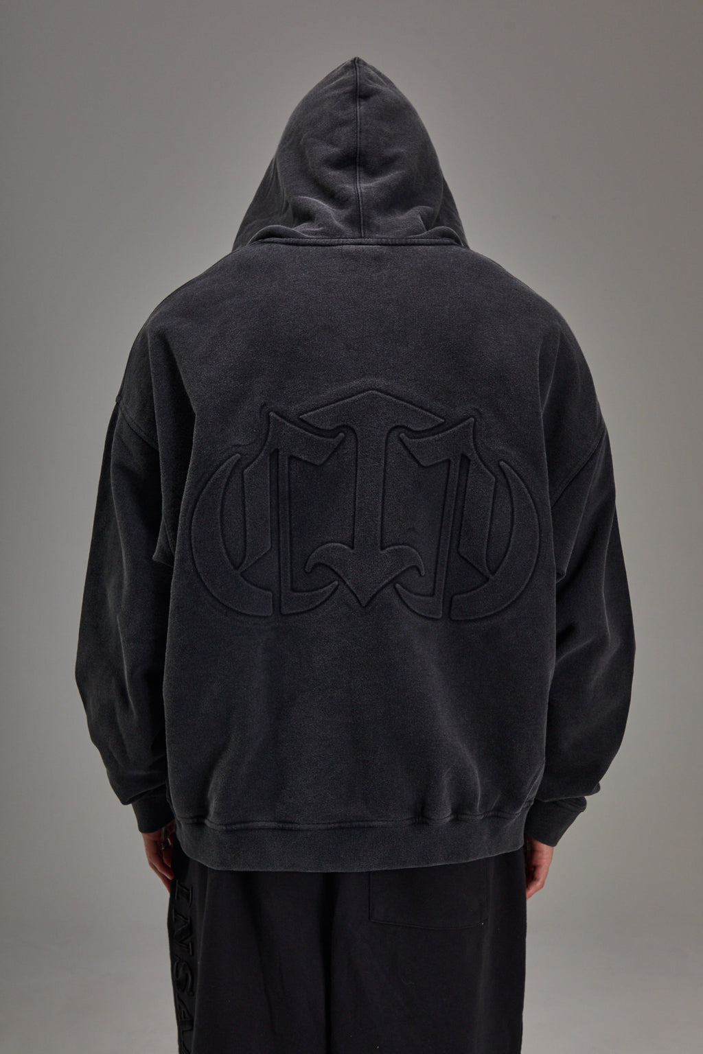 Embossed Heavyweight Zip-up - Black
