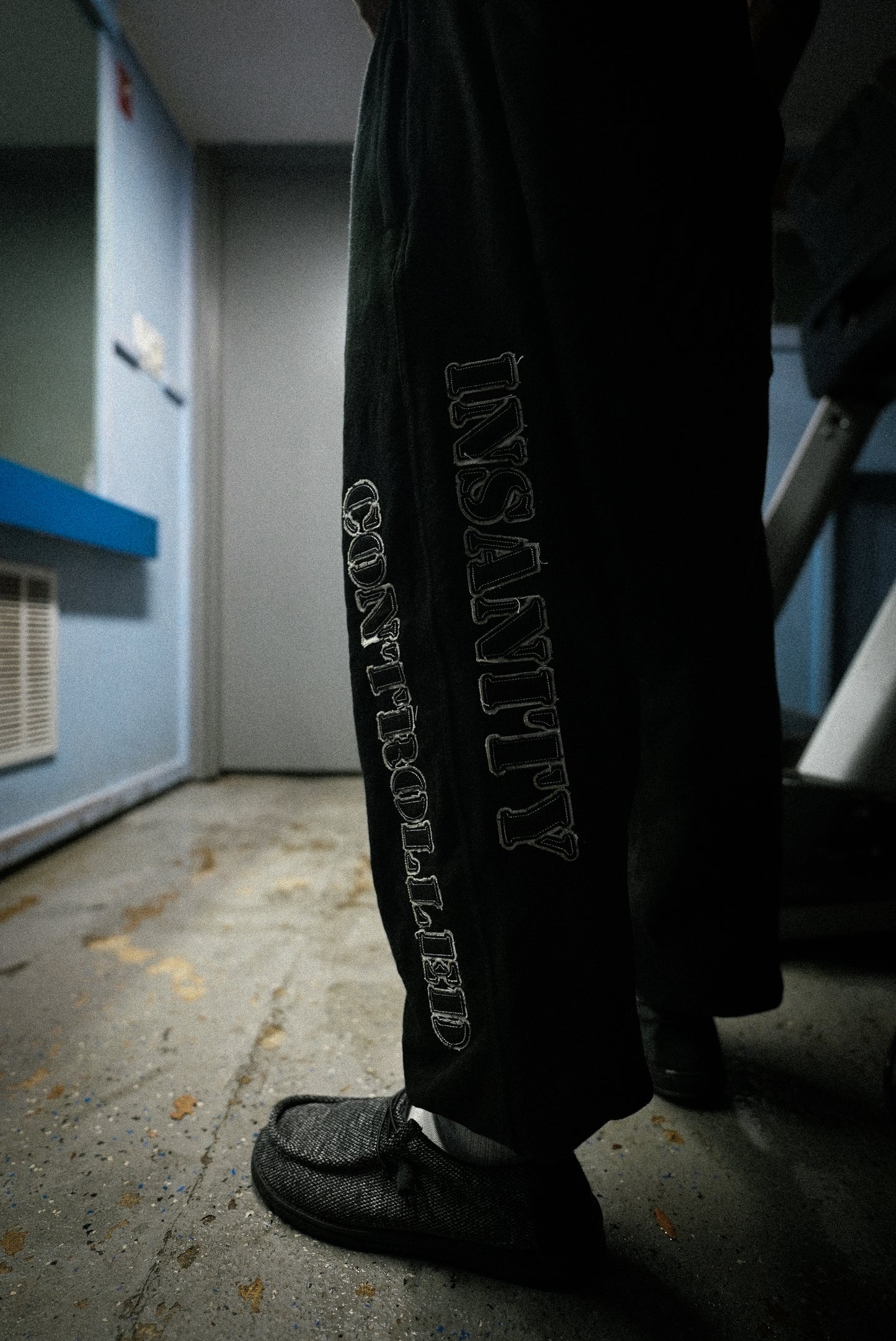 White on Black Heavyweight Distressed Sweatpants