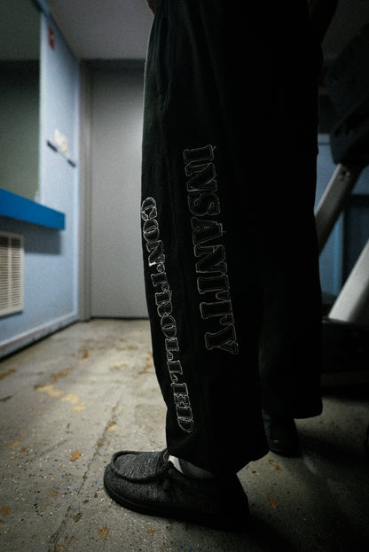 White on Black Heavyweight Distressed Sweatpants