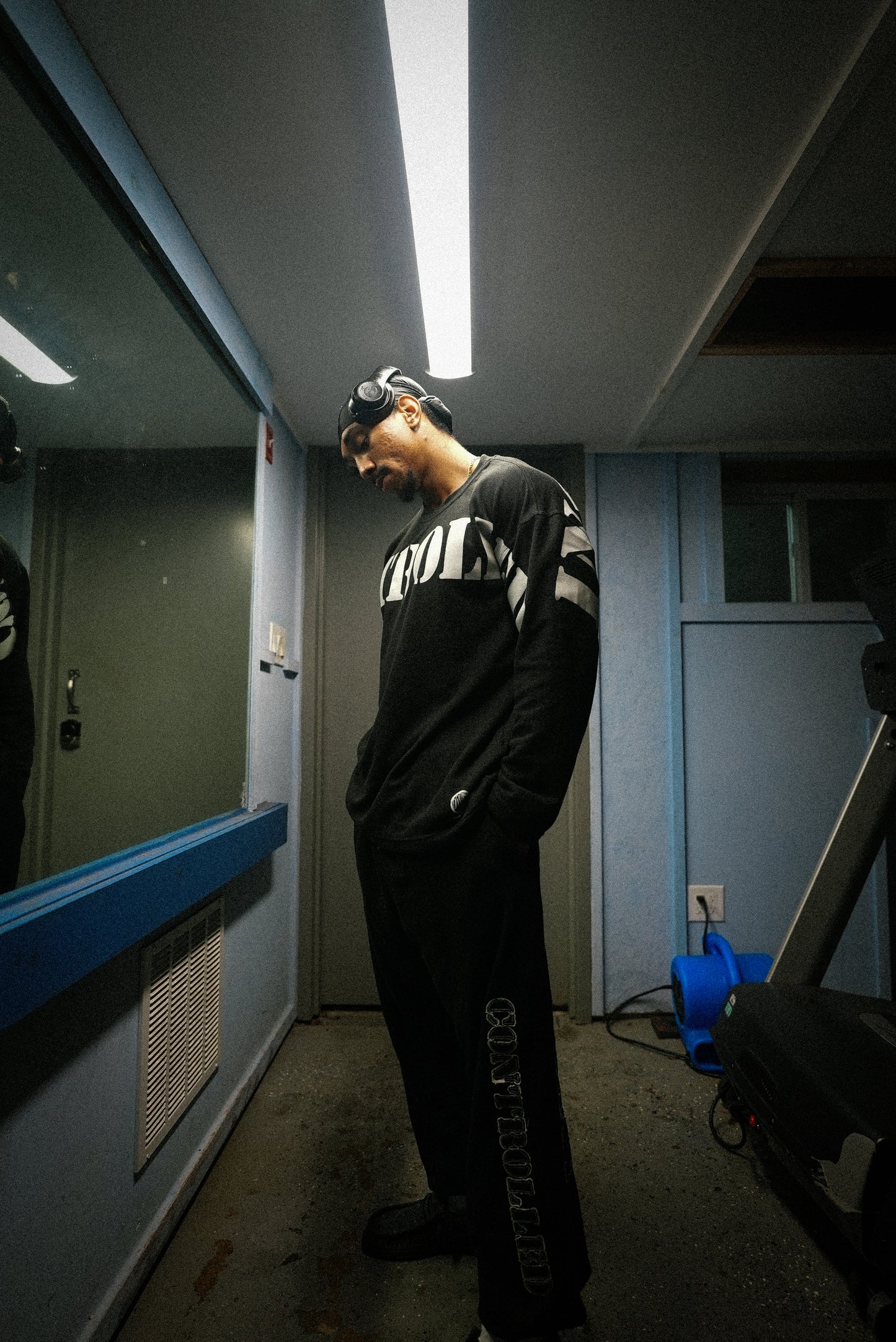 White on Black Heavyweight Distressed Sweatpants