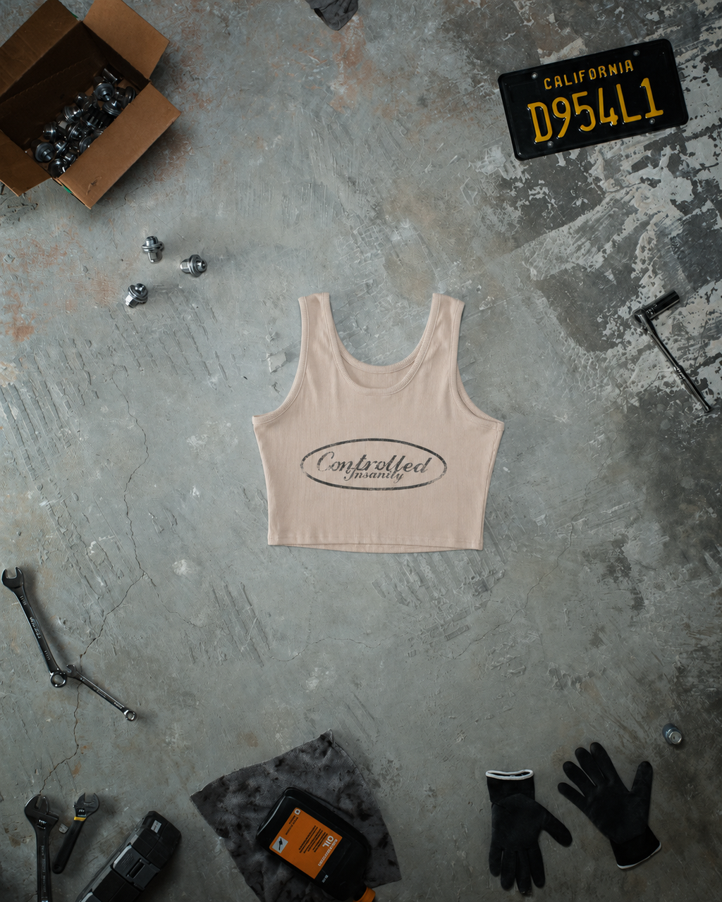 Cropped Chain Tank - Creme