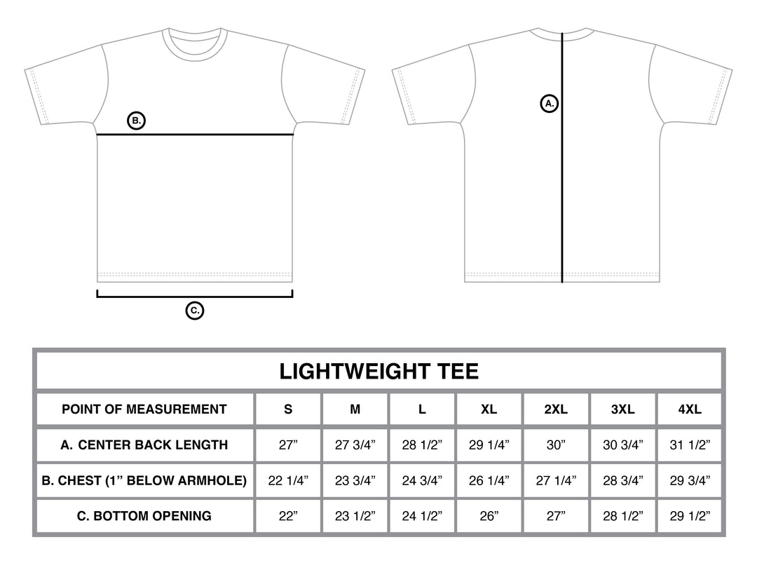 Supercharged Lightweight Tee 3 - Pack size chart