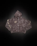 Outlaw Waffleknit Zip Up - Grey W/ Beige