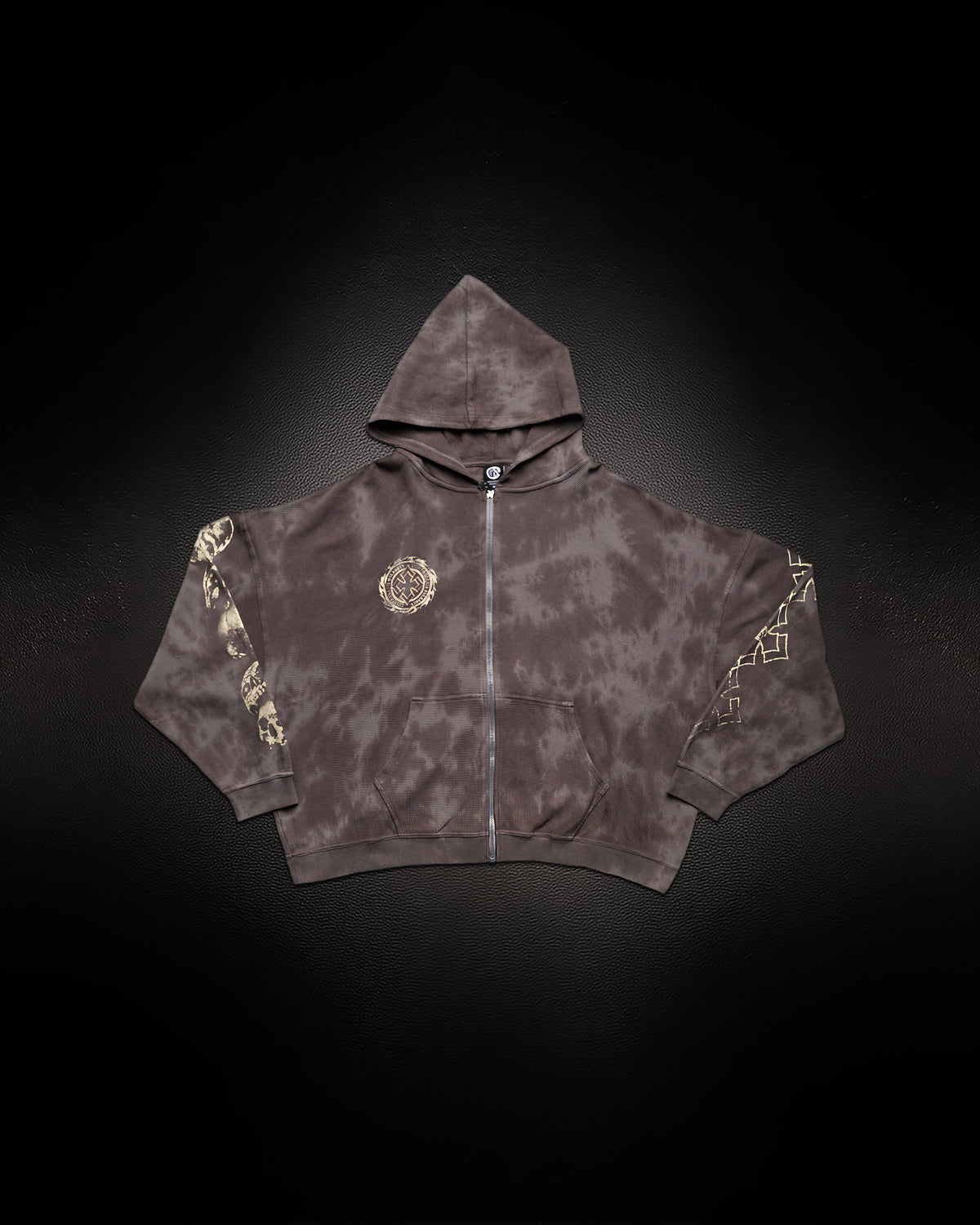 Outlaw Waffleknit Zip Up - Grey W/ Beige