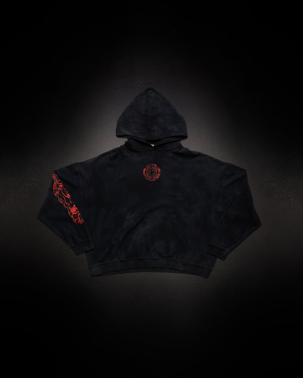 Tombstone Waffleknit Pullover - Black W/ Red