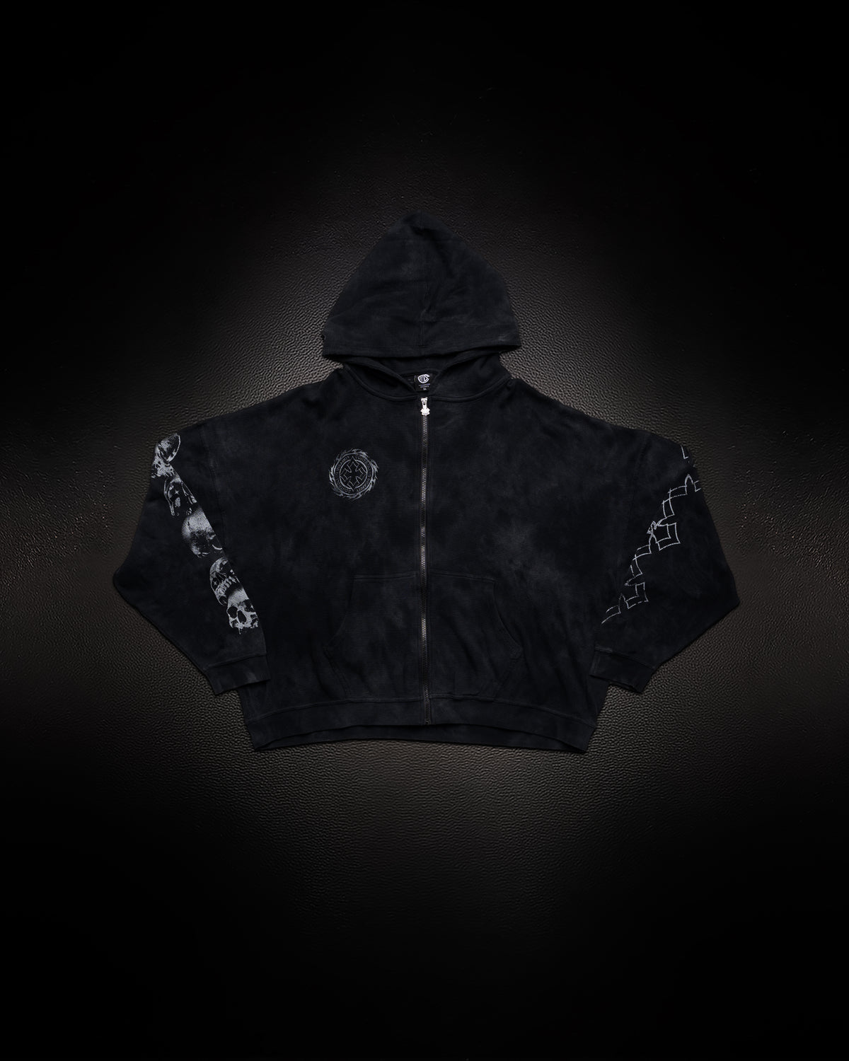 Outlaw Waffleknit Zip Up - Black W/ Grey