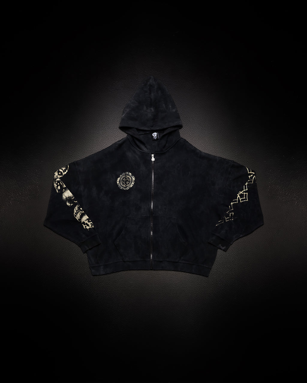 Outlaw Waffleknit Zip Up - Black W/ Beige