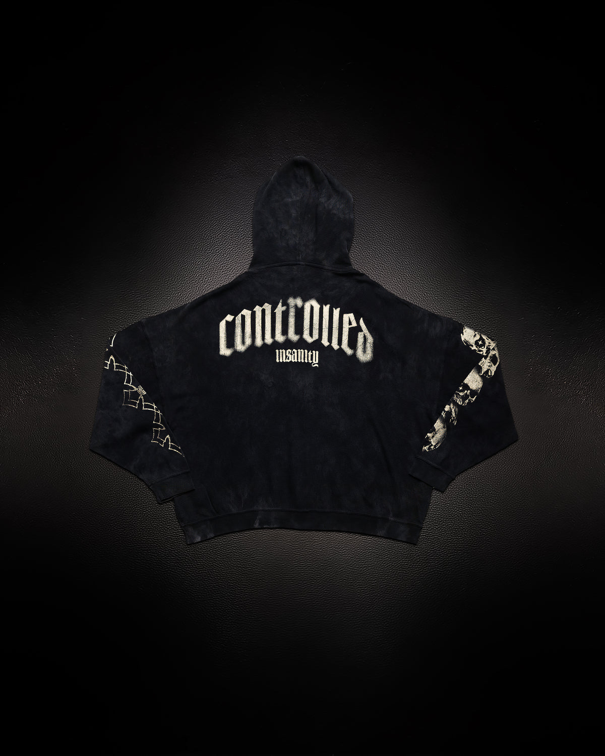 Outlaw Waffleknit Zip Up - Black W/ Beige