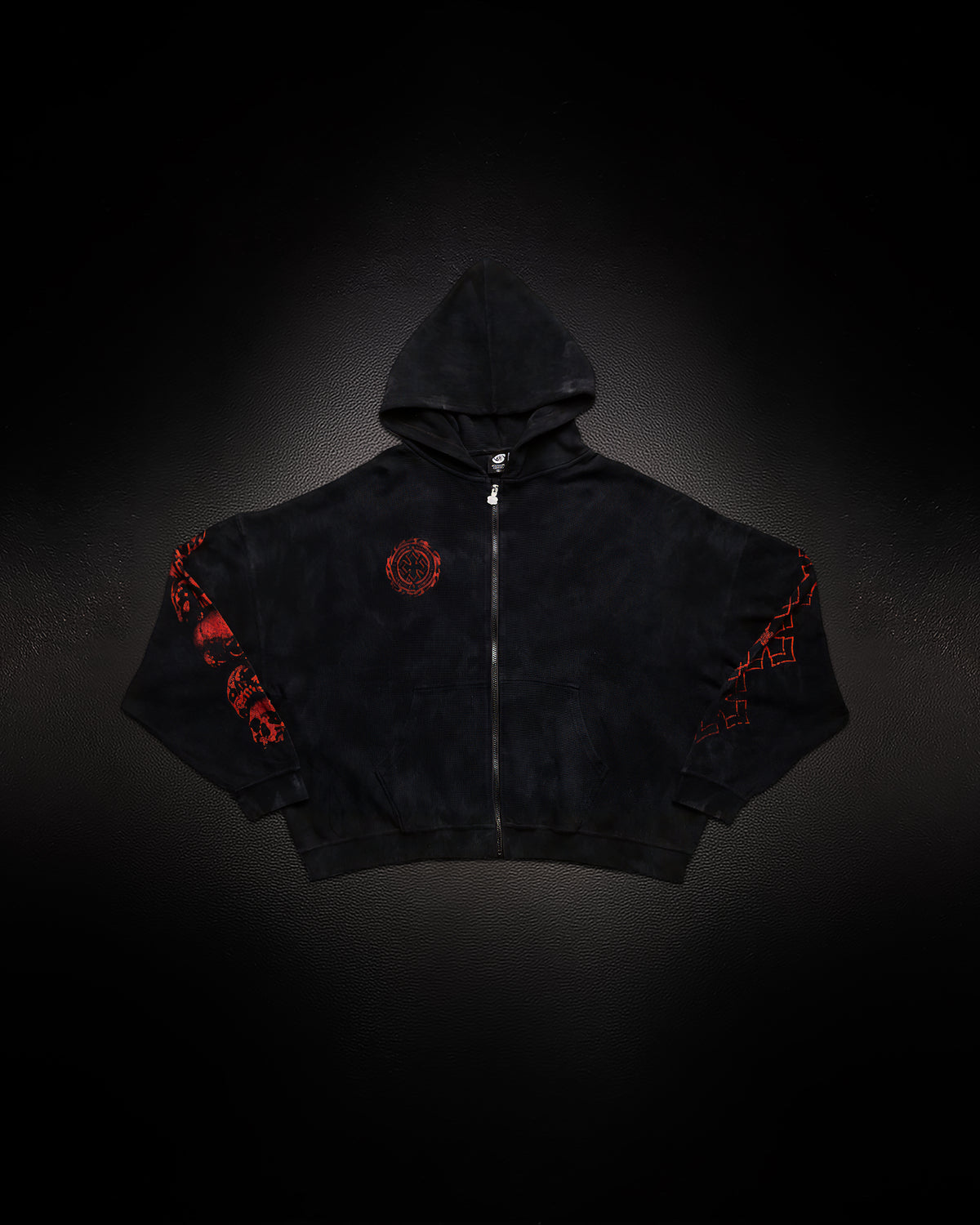 Outlaw Waffleknit Zip Up - Black W/ Red