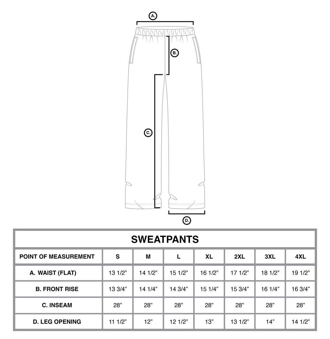 Ghost Sweatpants Dusk size chart