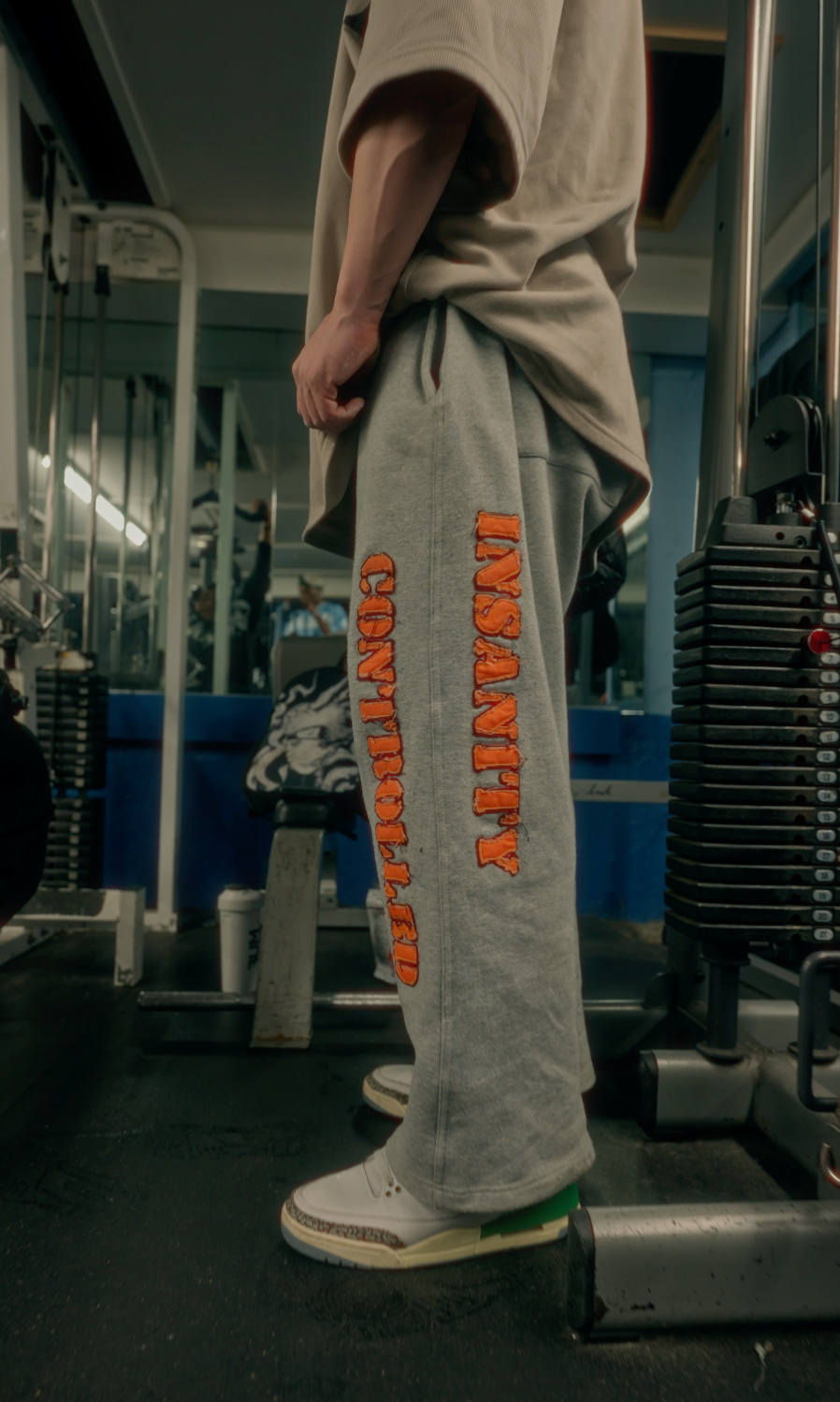 Orange on Grey Heavyweight Distressed Sweatpants