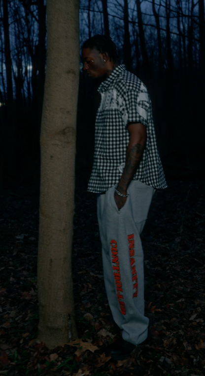 Orange on Grey Heavyweight Distressed Sweatpants