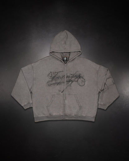 Smoke Zip Up Hoodie Grey